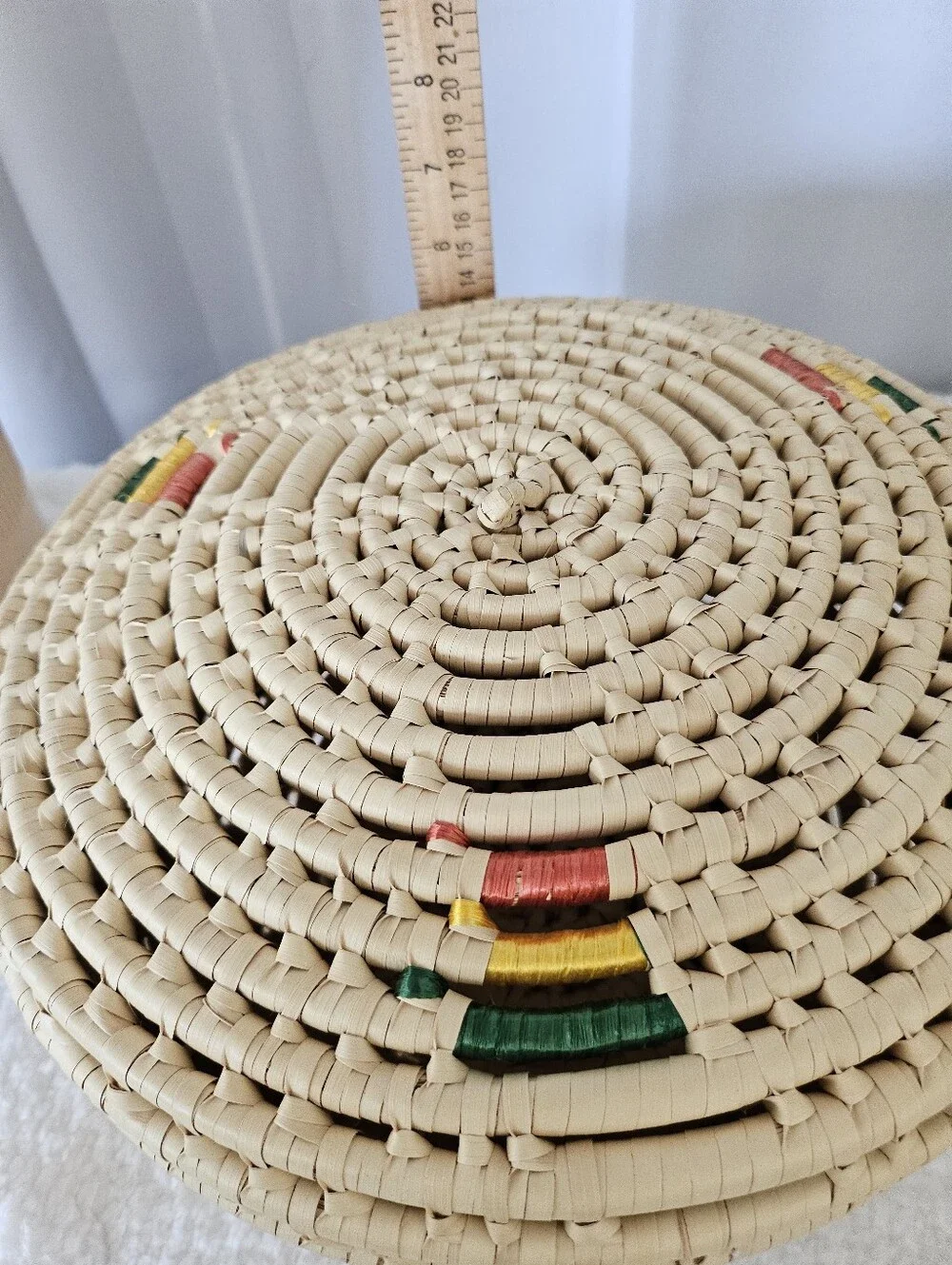 Handwoven Coiled Raffia Basket with Lid - 10
